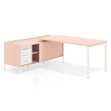 Colecci&oacute;n Mesa con pedestal cajonera fondo 80cm