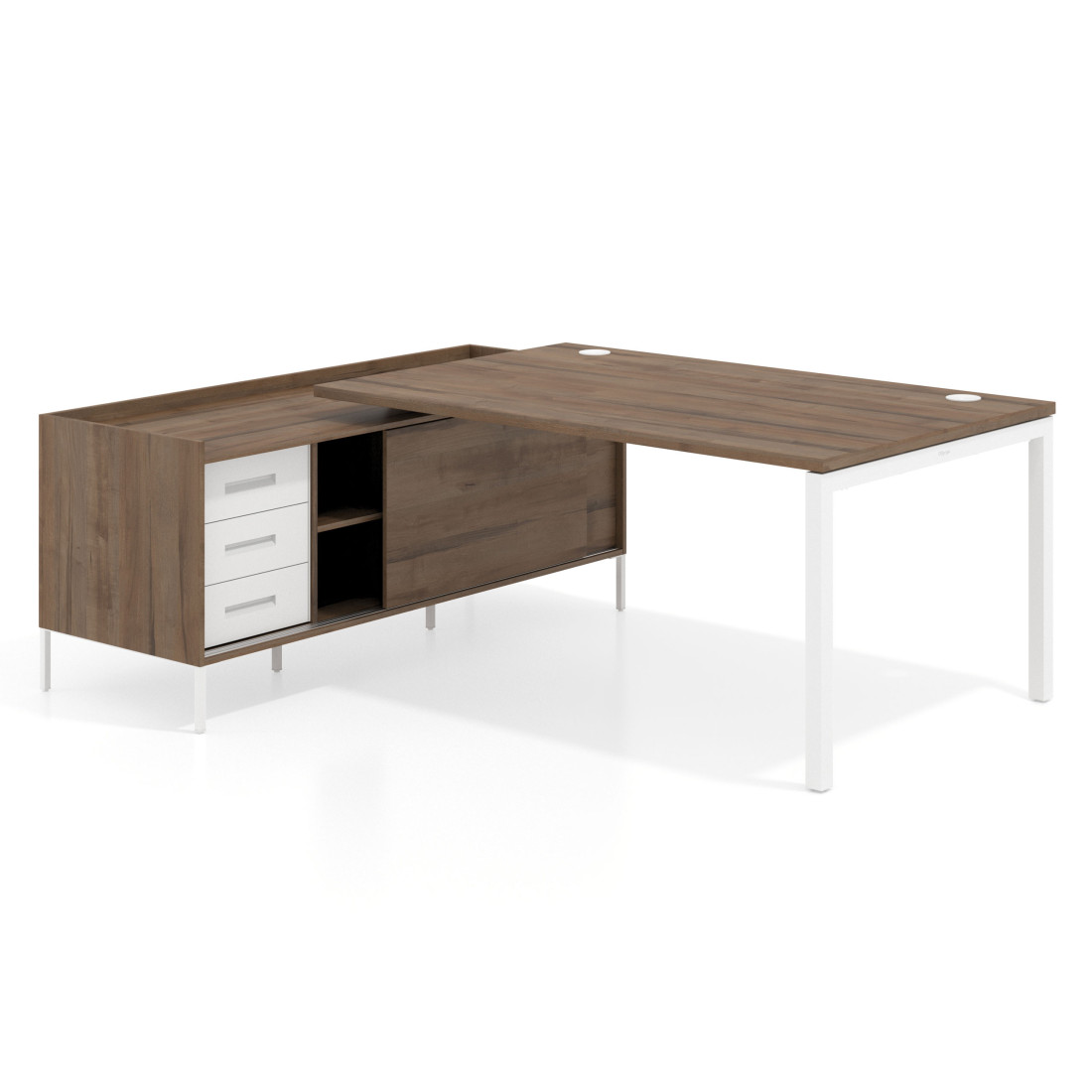 mesa en l 200x200 noce sabi kube mesa con pedestal cajonera fondo 100cm recto 1