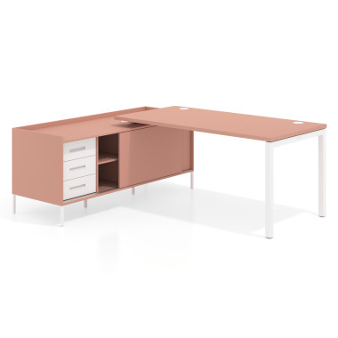 Mesa con pedestal cajonera fondo 80cm