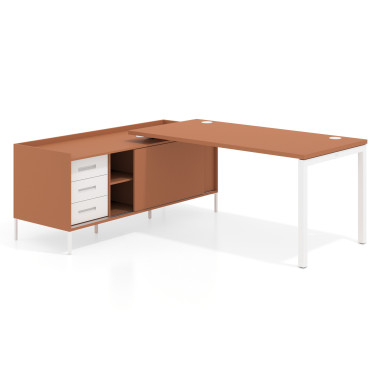Mesa con pedestal cajonera fondo 80cm