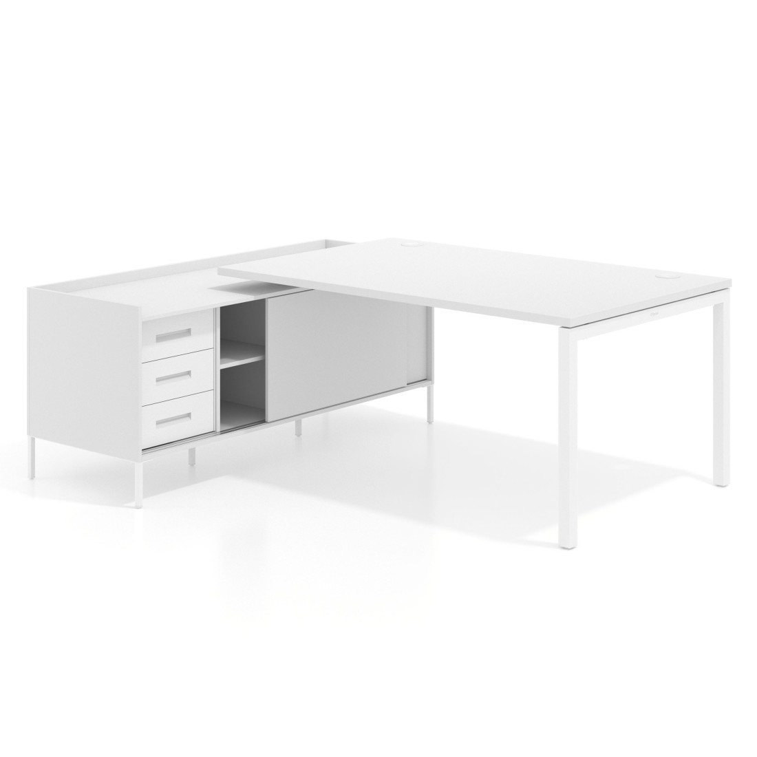 mesa en l 200x200 blanco mate kube mesa con pedestal cajonera fondo 100cm recto 1