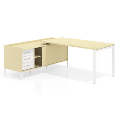 Colecci&oacute;n Mesa con pedestal cajonera fondo 80cm