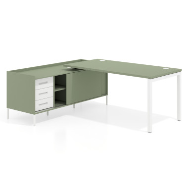 Colecci&oacute;n Mesa con pedestal cajonera fondo 80cm