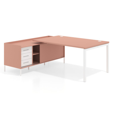 Colecci&oacute;n Mesa con pedestal cajonera fondo 100cm