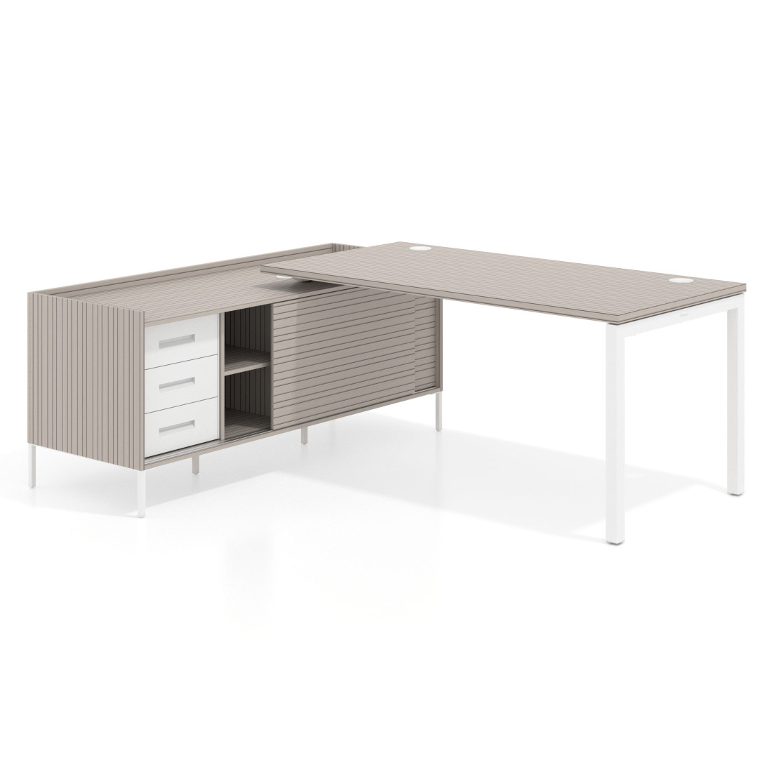 mesa en l 180x160 rayado coco kube mesa con pedestal cajonera fondo 80cm recto 1