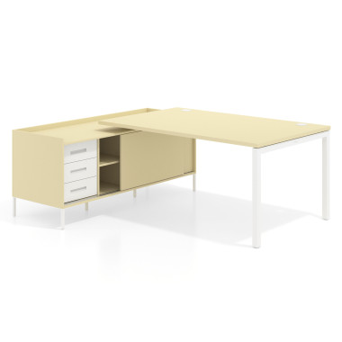 Mesa con pedestal cajonera fondo 100cm