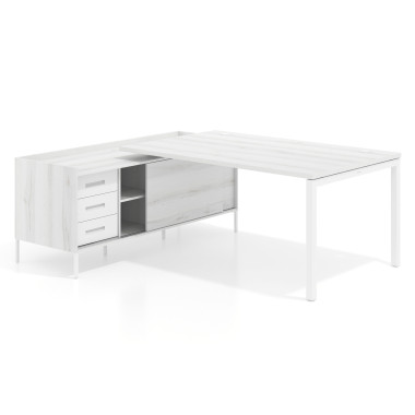 Colecci&oacute;n Mesa con pedestal cajonera fondo 100cm