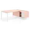 mesa en l 240x200 rosa nube kube mesa con pedestal cajonera fondo 100cm recto 1
