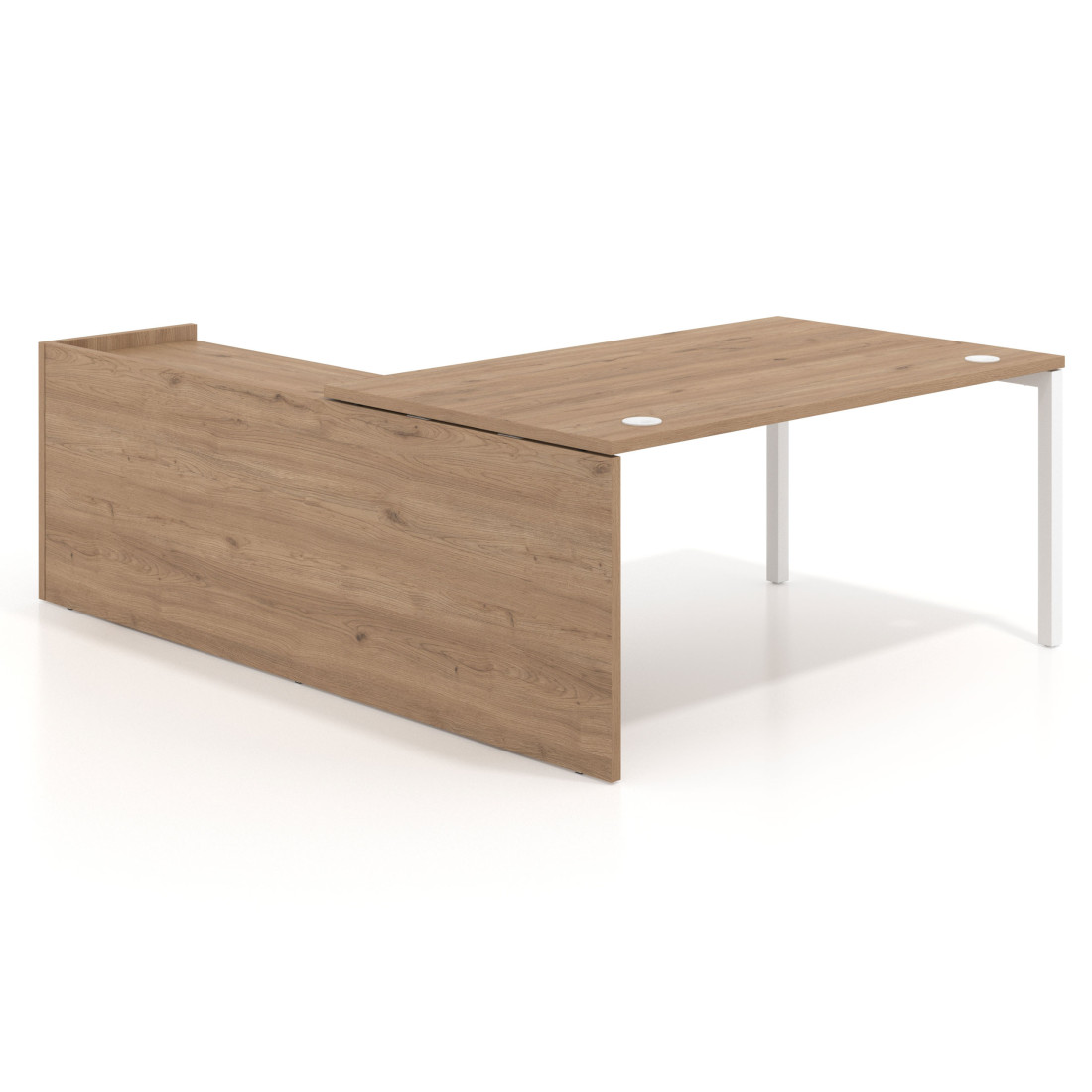 Mesa de dirección en L Kube fondo 100cm con ala+cajones WorkPlus estructura blanco