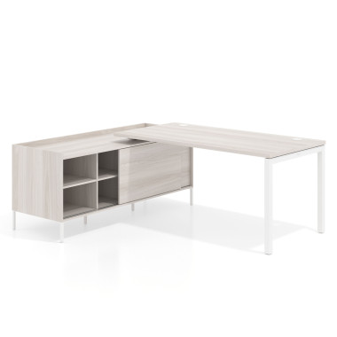 Mesa con pedestal estantes fondo 80cm
