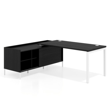 Mesa con pedestal estantes fondo 80cm
