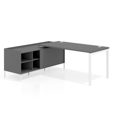 Colecci&oacute;n Mesa con pedestal estantes fondo 80cm