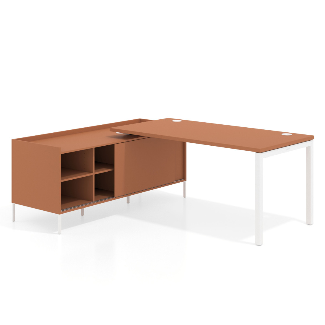 mesa en l 180x160 terracota kube mesa con pedestal estantes fondo 80cm recto 1