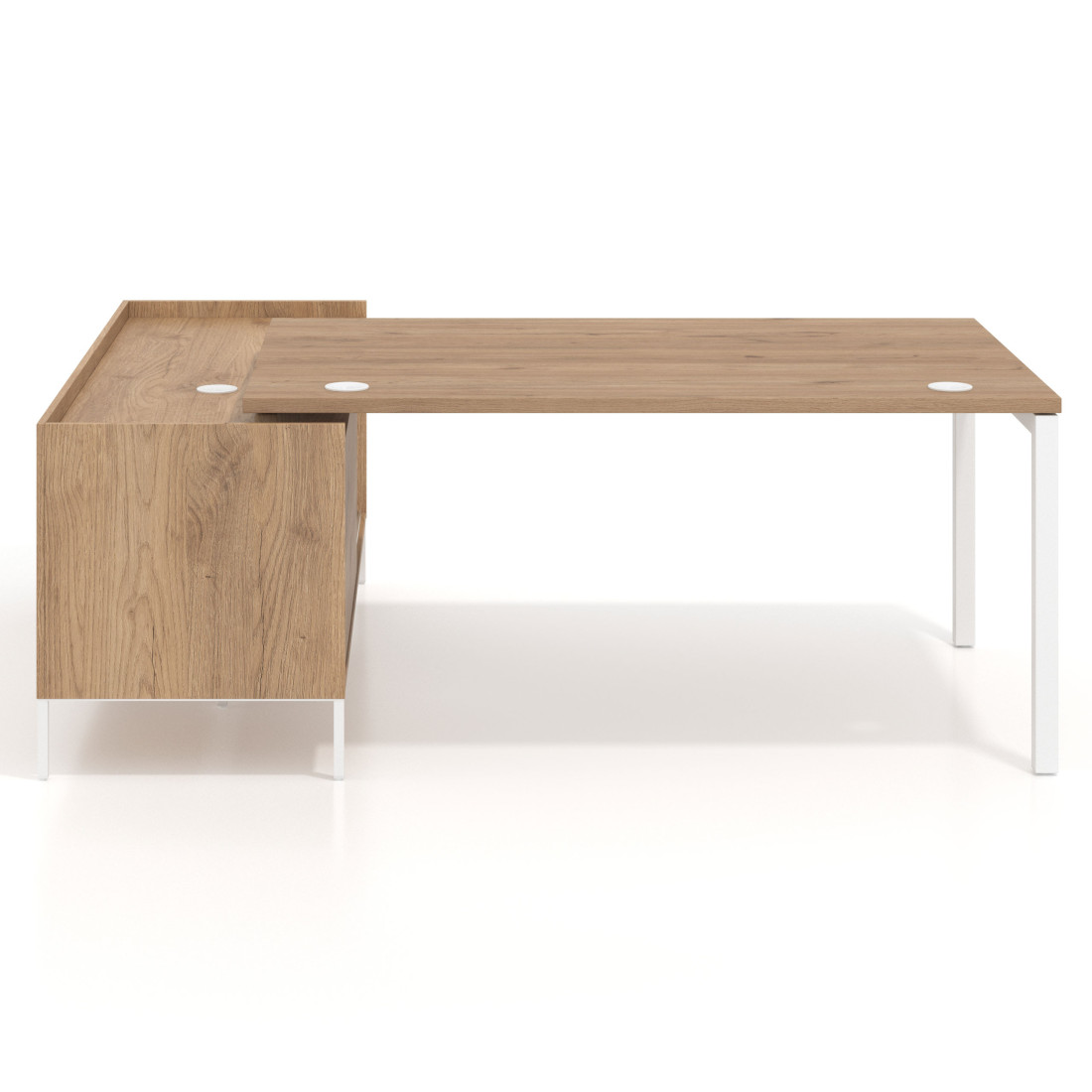 Mesa de dirección con pedestal cajonera Kube fondo 100cm estructura blanca