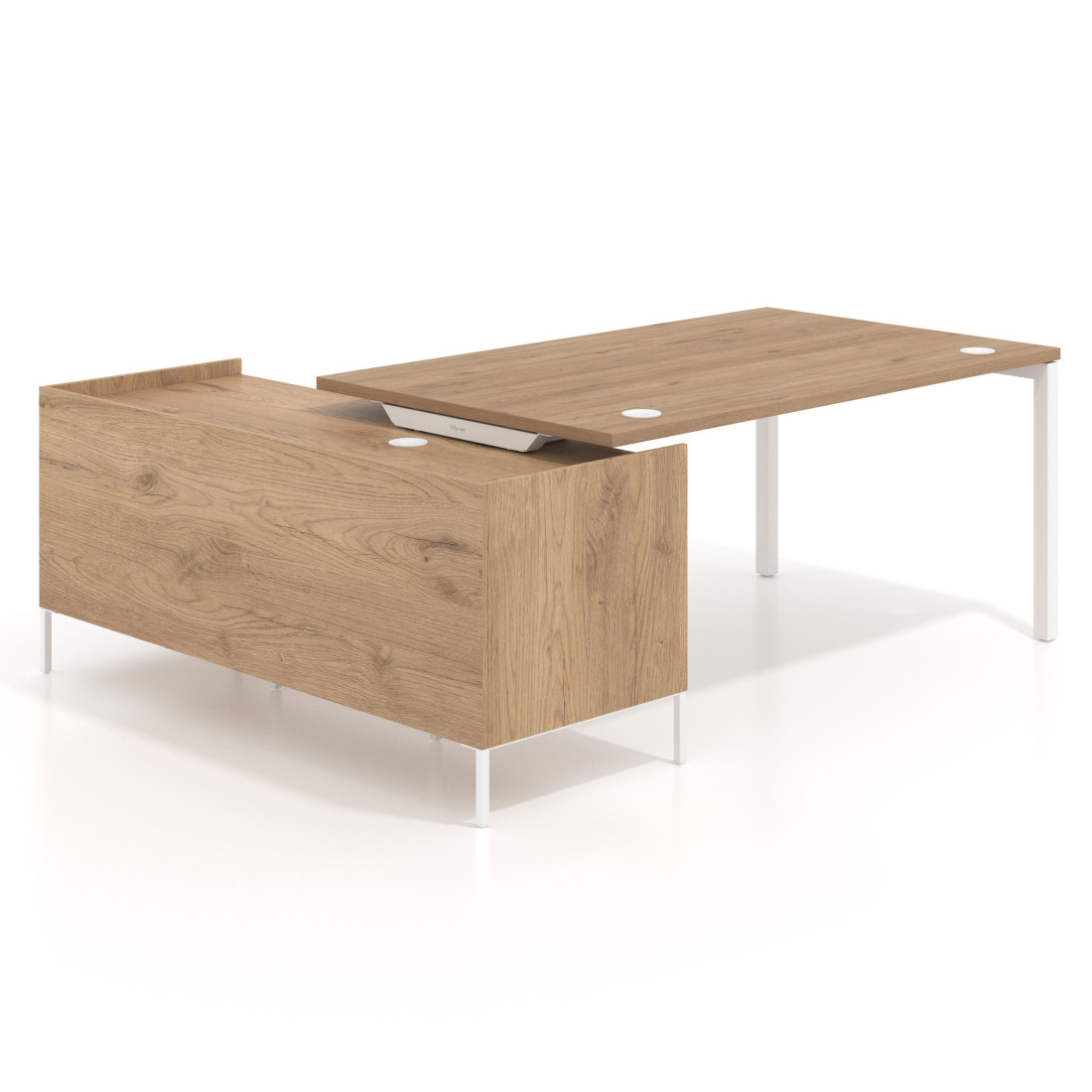 Mesa de dirección con pedestal cajonera Kube fondo 100cm estructura blanca