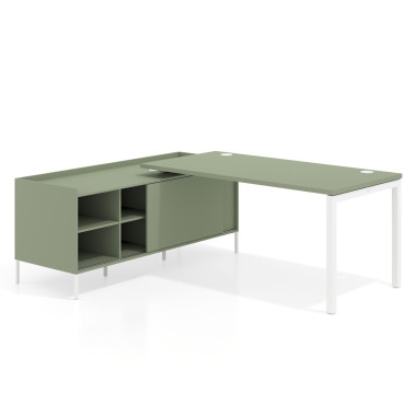 Colecci&oacute;n Mesa con pedestal estantes fondo 80cm