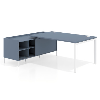 Mesa con pedestal estantes fondo 100cm