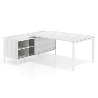 Colecci&oacute;n Mesa con pedestal estantes fondo 100cm