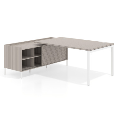 Colecci&oacute;n Mesa con pedestal estantes fondo 100cm
