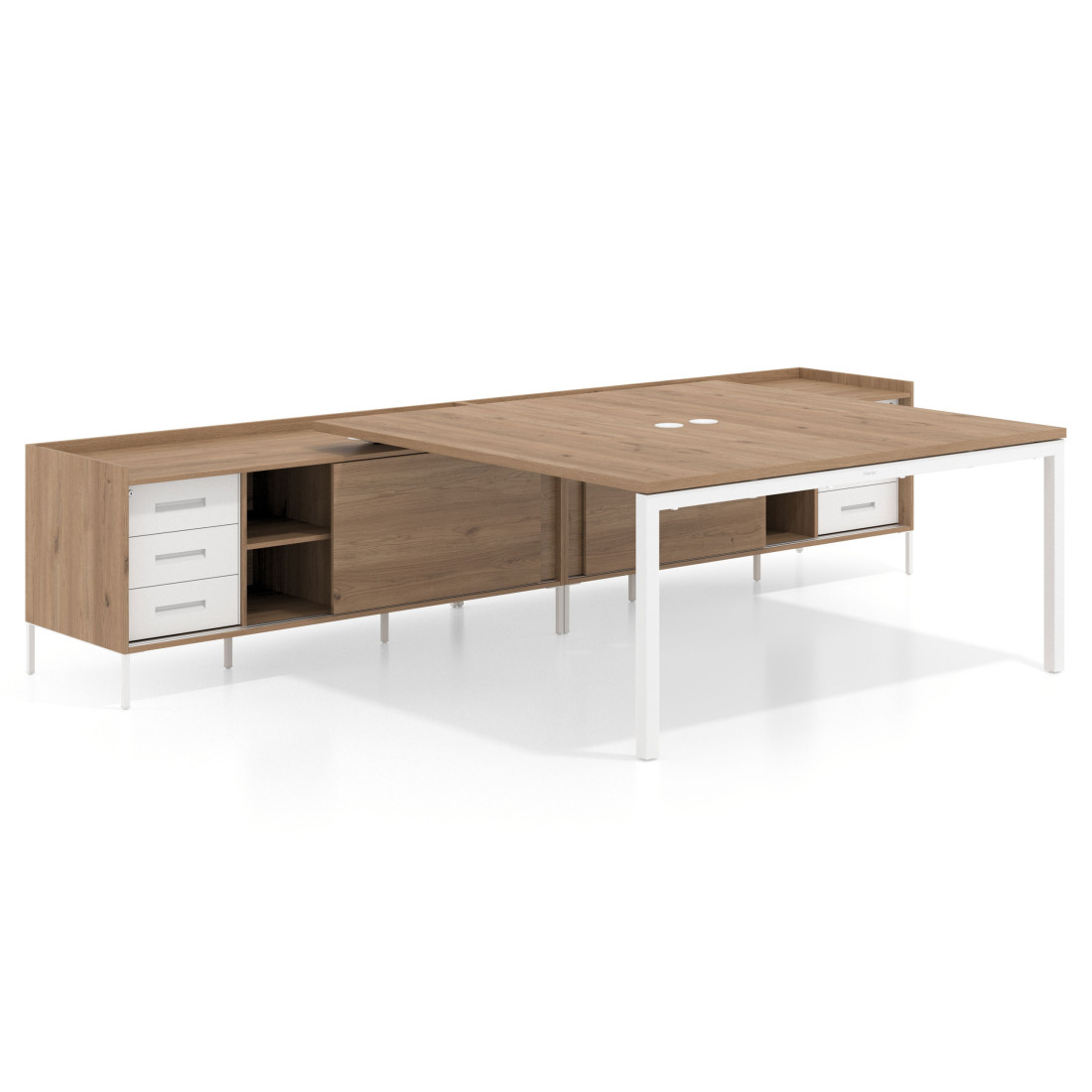 mesa en l 140x166 naturale kube mesa doble con cajonera recto 1