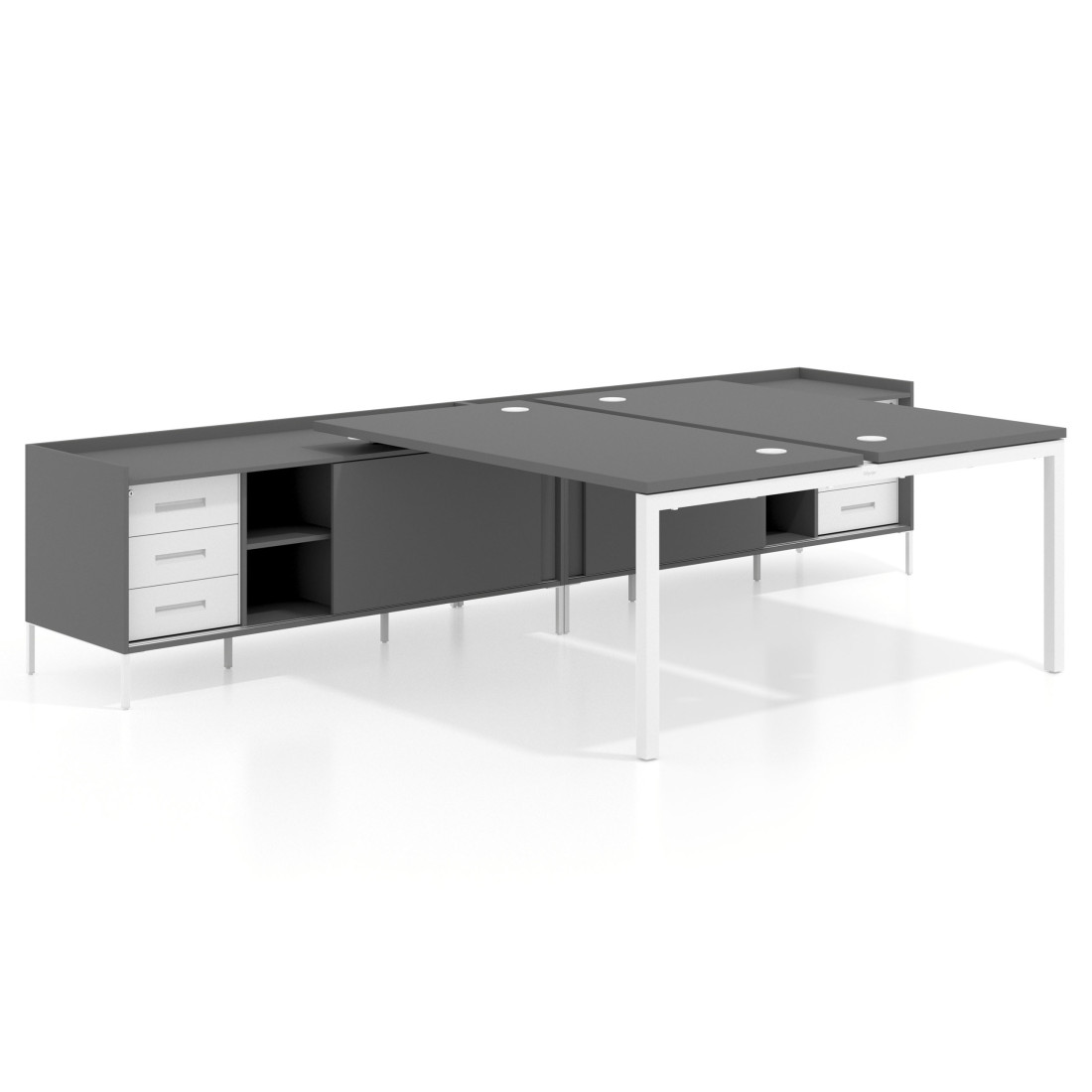 mesa en l 140x166 gris tormenta kube mesa multipuesto con cajonera recto 1