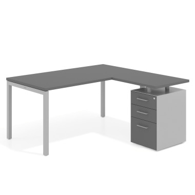Mesa con ala fondo 80, ala corta, frontales melamina