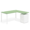mesa en l 140x150 verde talco kube mesa con ala fondo 80 ala corta frontales metal recto 1
