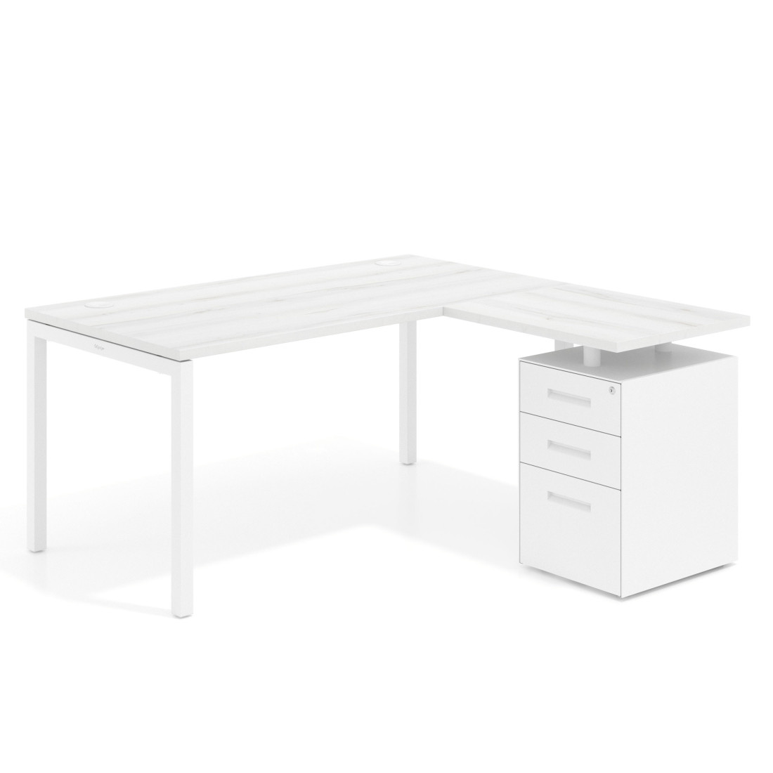 mesa en l 140x150 albo kube mesa con ala fondo 80 ala corta frontales metal recto 1