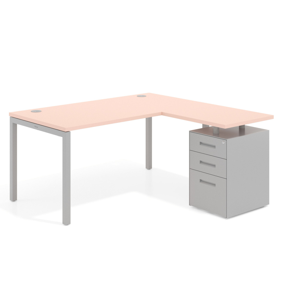 mesa en l 140x150 rosa nube kube mesa con ala fondo 80 ala corta frontales metal recto 1