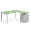 mesa en l 140x150 verde talco kube mesa con ala fondo 80 ala corta frontales metal recto 1