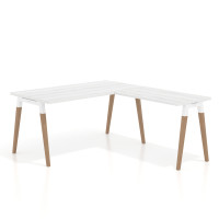 Mesa de oficina en L Arki fondo 80cm con ala, patas de madera - ALBO, 180x180
