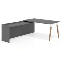 Mesa de despacho en L Arki fondo 80cm con ala WorkPlus estructura blanco - GRIS TORMENTA, 180X205, Izquierda