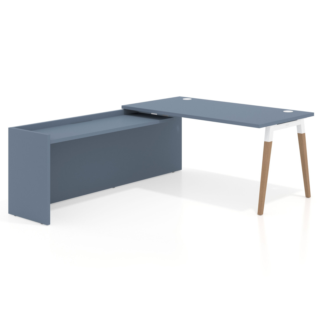 mesa en l 140x205 azul talco arki mesa de oficina 80cm con ala larga work recto 1
