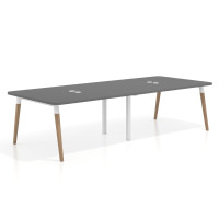 Mesa para reuniones Arki doble con fondo 126 cm, coworking, sobre curvo - GRIS TORMENTA, 340x126