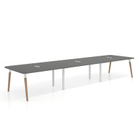 Mesa para reuniones Arki triple con fondo 126 cm, coworking, sobre curvo - GRIS TORMENTA, 520x126