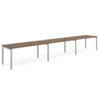 Mesa de oficina progresiva triple Kube, fondo 80cm, estructura aluminio - NOCE SABI, 300x80