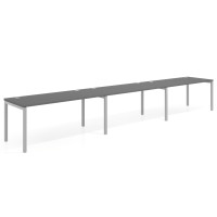 Mesa de oficina progresiva triple Kube, fondo 80cm, estructura aluminio - GRIS TORMENTA, 420x80