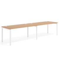Mesa de oficina progresiva doble Kube, fondo 80cm, estructura blanca - SIROCO, 200x80