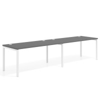 Mesa de oficina progresiva doble Kube, fondo 80cm, estructura blanca - GRIS TORMENTA, 280x80