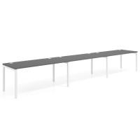 Mesa de oficina progresiva triple Kube, fondo 80cm, estructura blanca - GRIS TORMENTA, 420x80