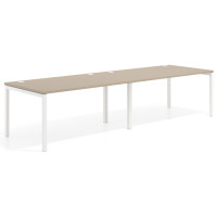 Mesa de oficina en continuidad progresiva doble Kube, fondo 100cm, estructura blanca - CANVAS, 200x100