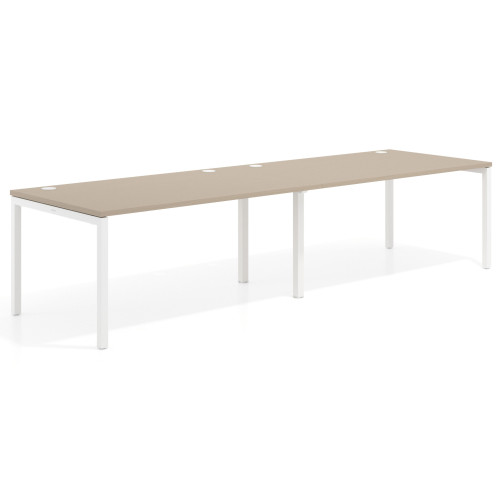 Mesa de oficina en continuidad progresiva doble Kube, fondo 100cm, estructura blanca - 200x100