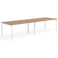 Mesa de oficina en continuidad progresiva doble Kube, fondo 100cm, estructura blanca - NATURALE, 320x100