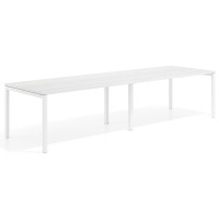 Mesa de oficina en continuidad progresiva doble Kube, fondo 100cm, estructura blanca - ALBO, 280x100