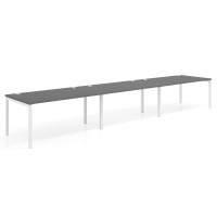 Mesa de oficina en continuidad progresiva triple Kube, fondo 100cm, estructura blanca - GRIS TORMENTA, 420X100