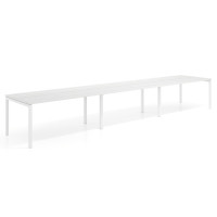 Mesa de oficina en continuidad progresiva triple Kube, fondo 100cm, estructura blanca - ALBO, 420X100