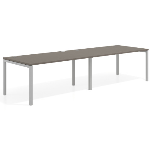 Mesa de oficina en continuidad progresiva doble Kube, fondo 100cm, estructura aluminio - 200x100