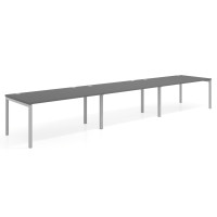 Mesa de oficina en continuidad progresiva triple Kube, fondo 100cm, estructura aluminio - GRIS TORMENTA, 420X100