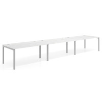 Mesa de oficina en continuidad progresiva triple Kube, fondo 100cm, estructura aluminio - ALBO, 420X100
