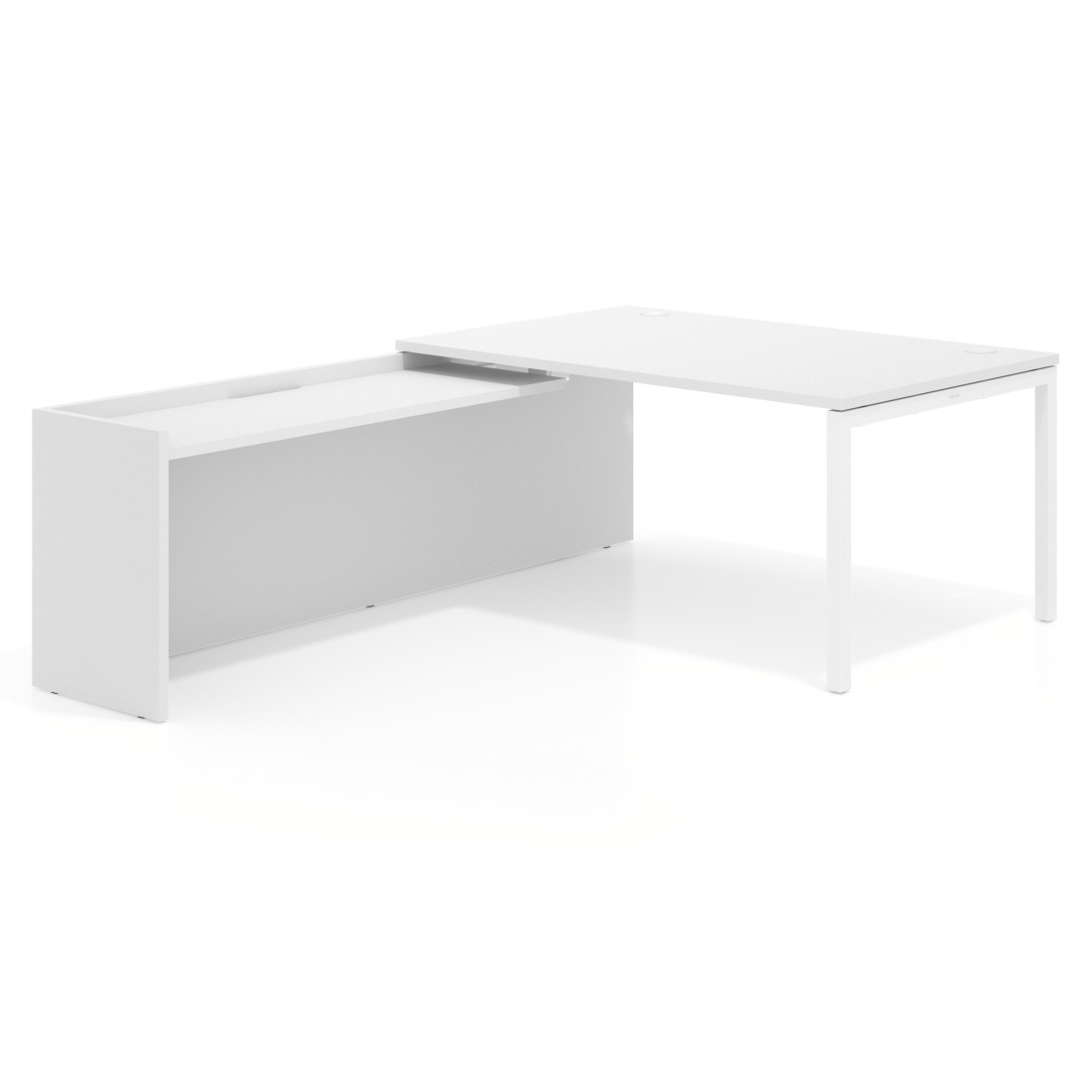 mesa en l 160x225 blanco mate kube mesa con ala fondo 100cm recto 1